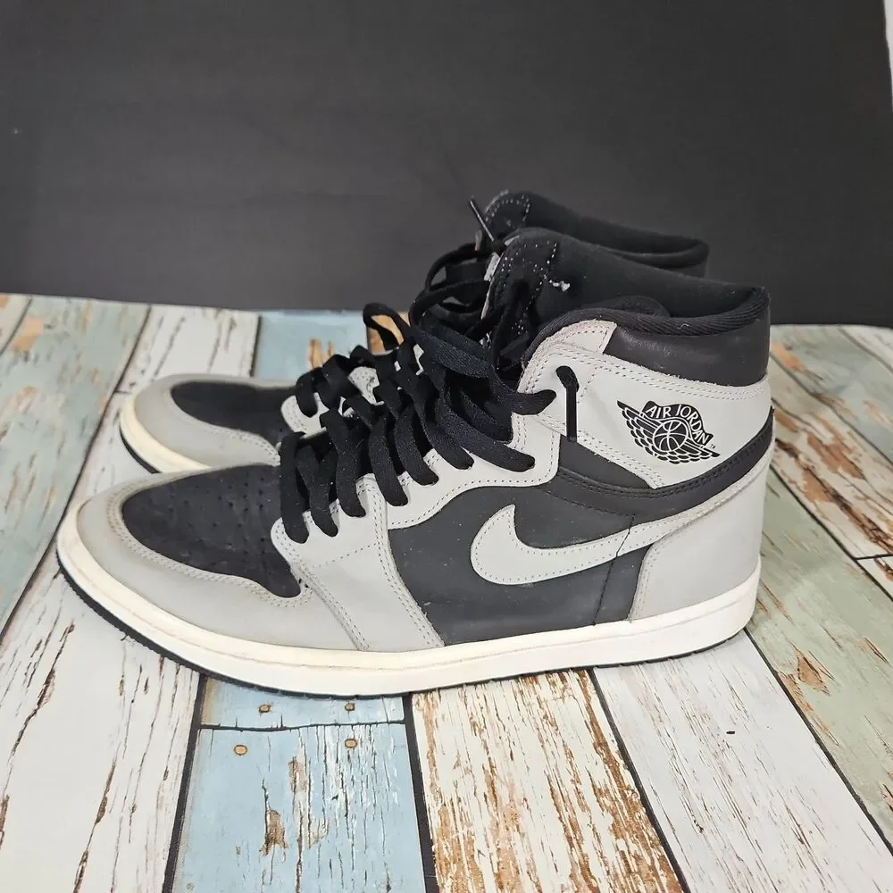Nike Air Jordan 1 Retro High OG Shadow 2.0 Black Grey Size 11 555088-035 Used AJ